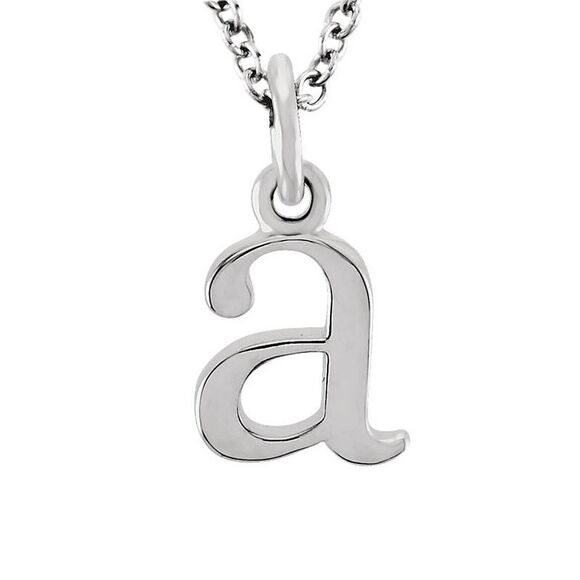 The Abbey Lower Case Initial 'a' Necklace in 14k White Gold, 16 Inch - Picture 1 of 4